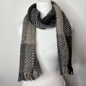 John Branigan Weavers Alpaca Wool Fringe Scarf Herringbone Ireland